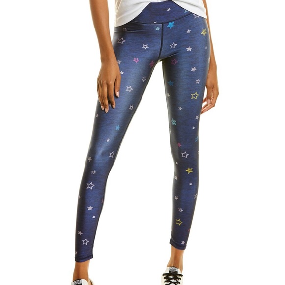 Terez Pants - NWT Terez 3" Tall Band Legging Blue Multicolor Star Print